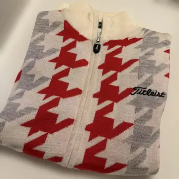Titleist 하프 지퍼 니트 하운드투스 패턴