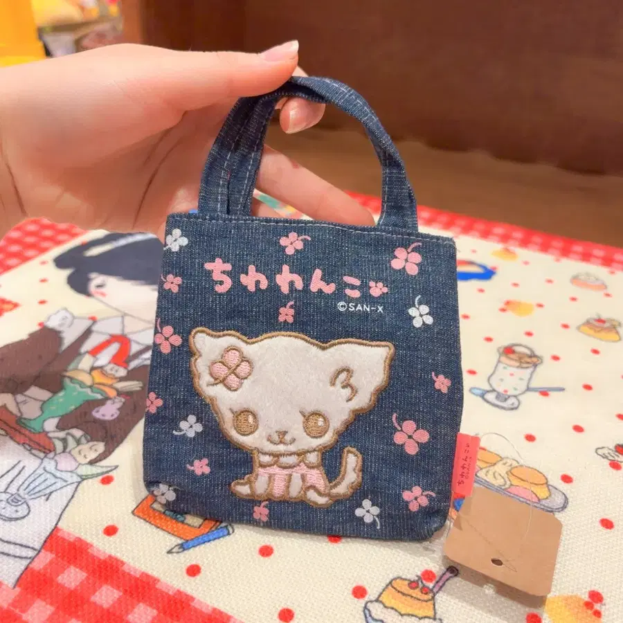 고전 산엑스 치와와 와쿠와쿠 데님 미니 가방 파우치
