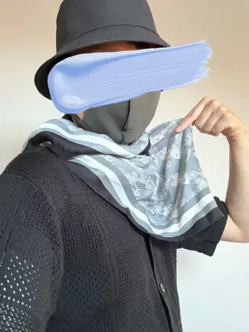 마차 패턴 대형 스카프 모노톤 블랙 x 화이트