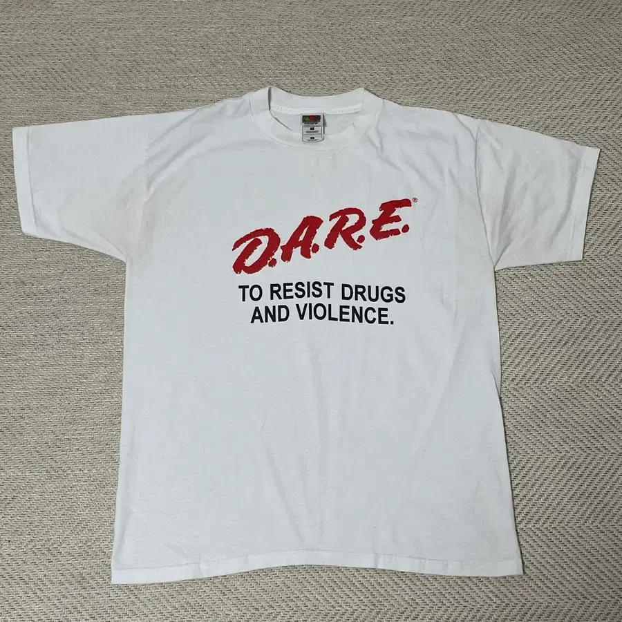 (L) 90s 빈티지 DARE 화이트 티셔츠 후룻