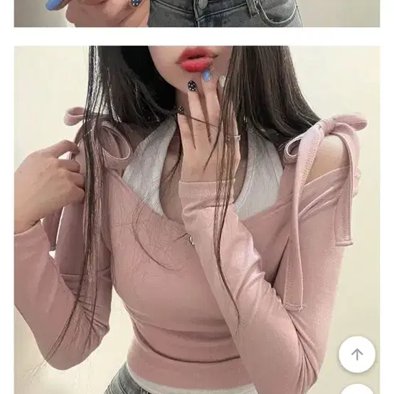 에이블리 발레코어룩 긴팔 티셔츠 인디 핑크 리본 여성 가을 봄 트루비 분홍 에겐 룩 꾸꾸꾸