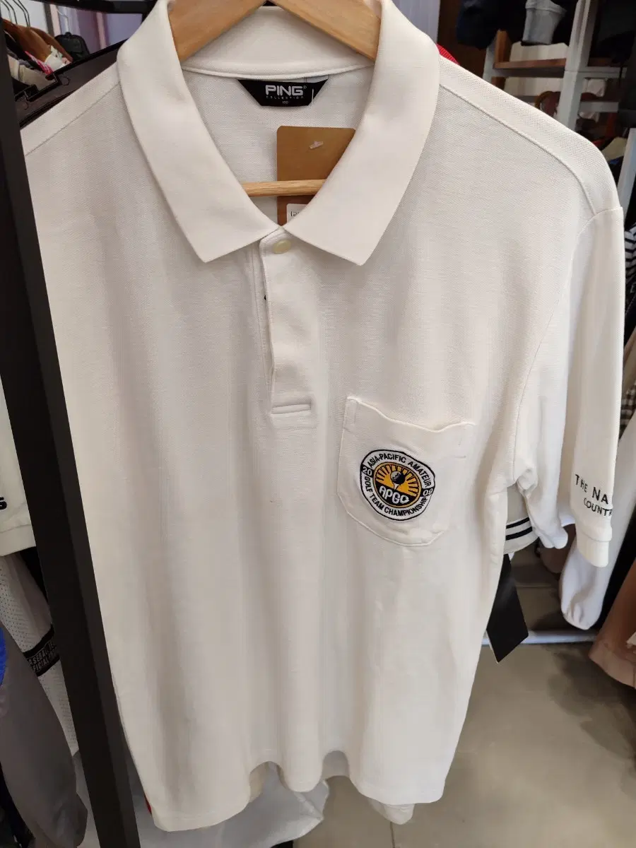 핑 골프웨어 카라 반팔티 화이트