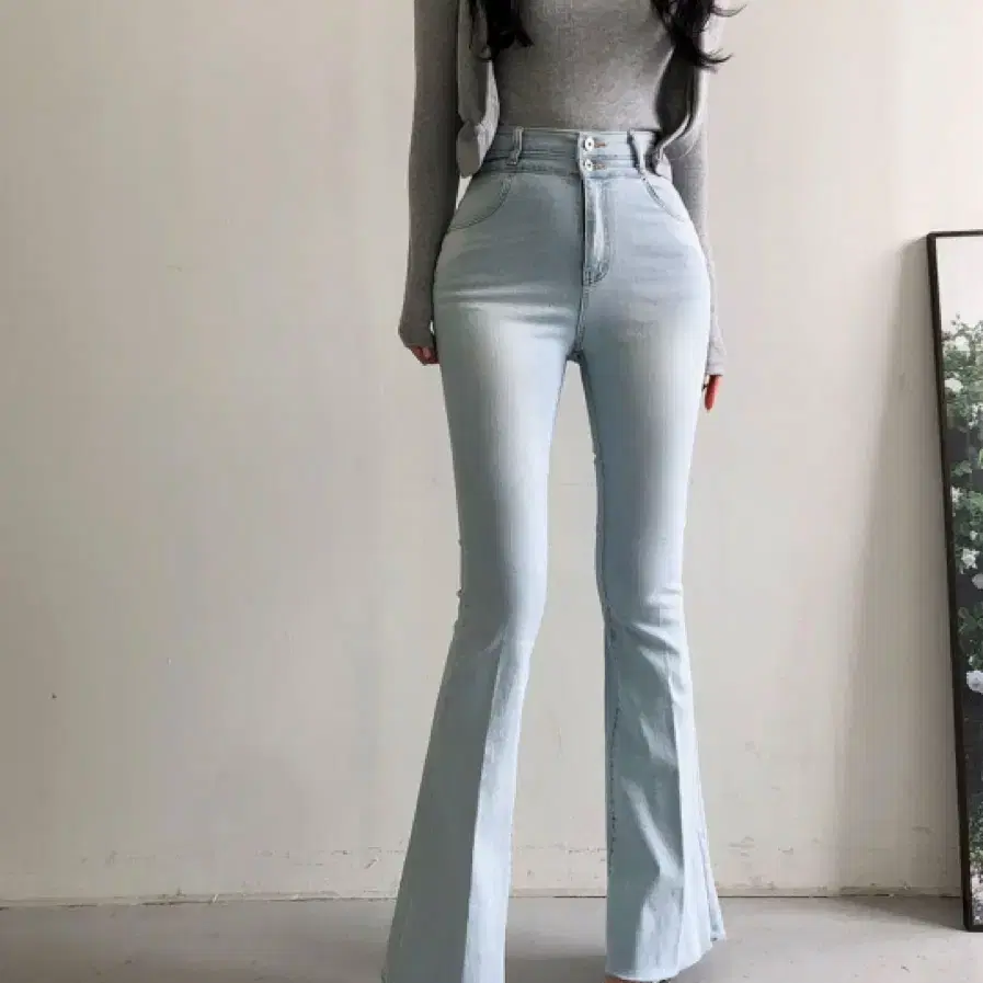 새상품) 에스나인 연청 데님 부츠컷 S
