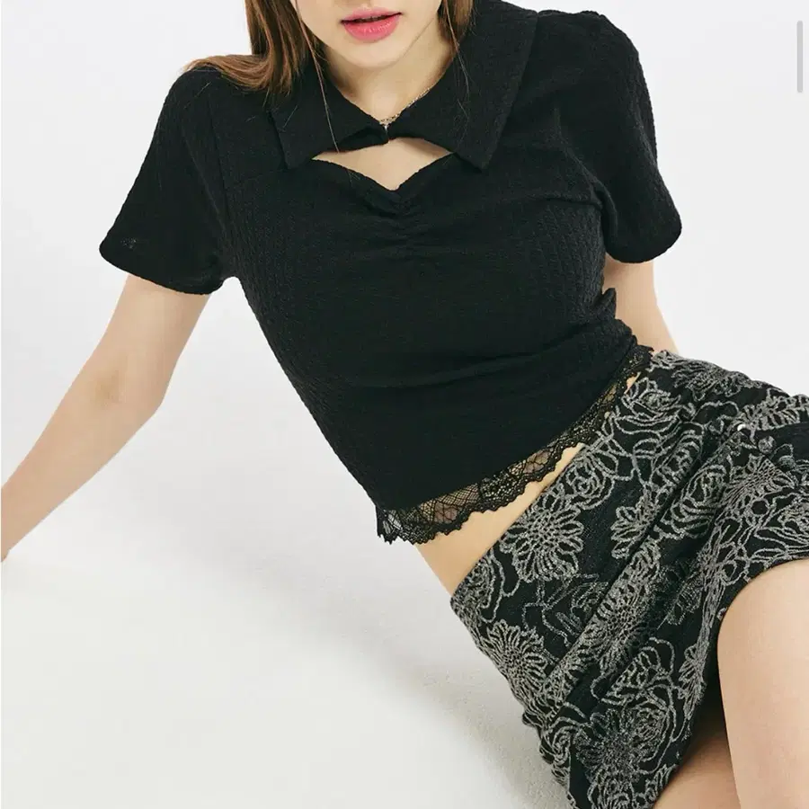 제로플래닛 티아 셔링 크롭 탑