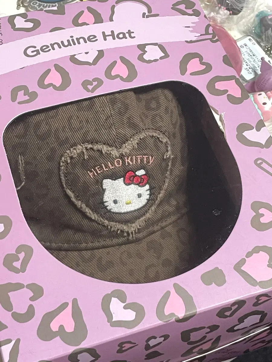 헬로키티 호피 모자 브라운
