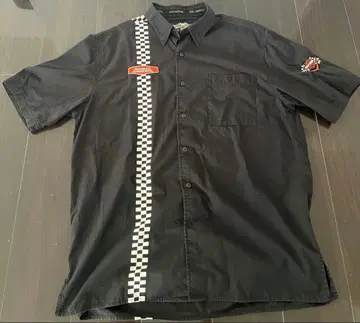 Harley-Davidson 반팔 셔츠 블랙 체커 패턴 L