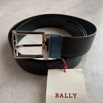 미사용 Bally (발리) 남성용 천연 가죽 벨트 택 포함 남성용 블랙