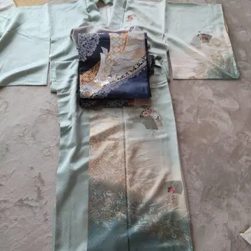 기모노 옷감 부채 문양 풀꽃 문양 3종 세트