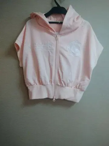 clear U.S. POLO ASSN. 로고 자수 후드티 핑크