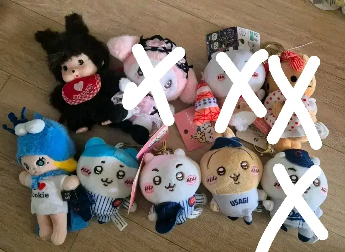 먼작귀 치이카와 하치와레 몬치치 헬로키티 마이멜로디 인형 키링