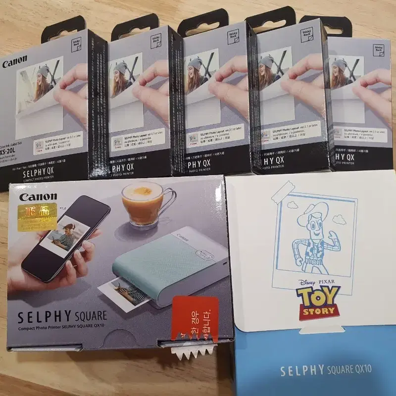 캐논 셀피스퀘어 QX10(민트)+XS-20L(전용인화지)5개 일괄