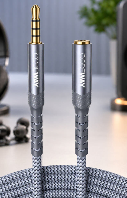 (새상품)코드웨이 3.5mm 4극 스테레오 AUX 연장케이블 암수 이어폰 헤드셋 연장선 0.5M