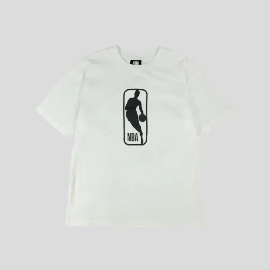 NBA 엔비에이 화이트 블랙 배색 빅로고 코튼 반팔 티셔츠 XL