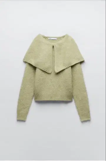 ZARA 빅 칼라 니트 스웨터 라이트 그린