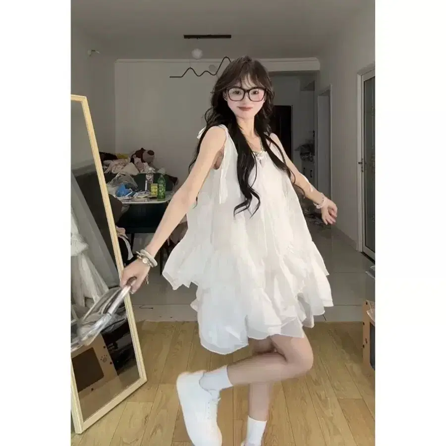 미사용 하얀 나시 셋업 원피스