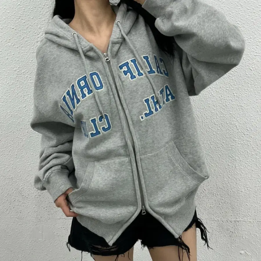 후아유 센터로고 리버시블 그레이 후드집업 L