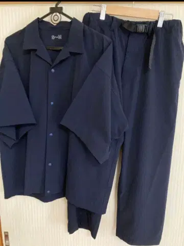 무인양품 MUJILabo 반팔 오픈 카라 셔츠 팬츠 셋업