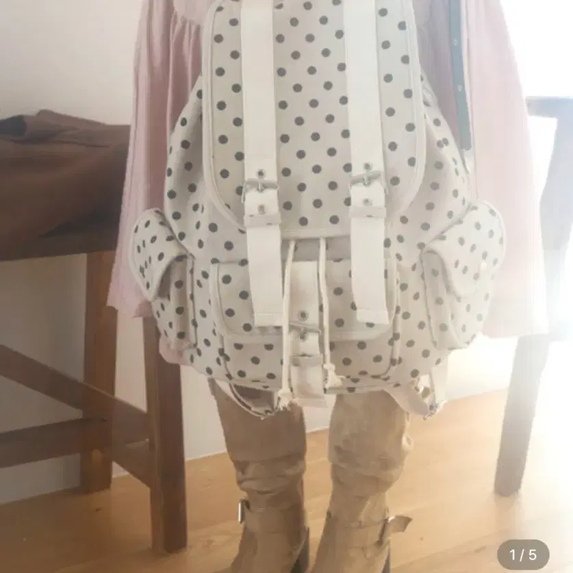 코징 백팩 도트 땡땡이 레이스 대학생 모리걸 일본 가방
