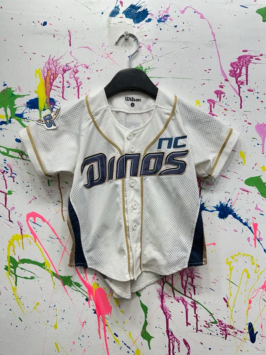 (키즈) 윌슨 NC 다이노스 화이트 홈 반팔 야구 유니폼 99 김민성 마킹