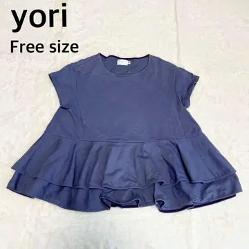 [ yori ] 요리 더블 플레어 티셔츠 블라우스 퍼플 계열 프리 사이즈
