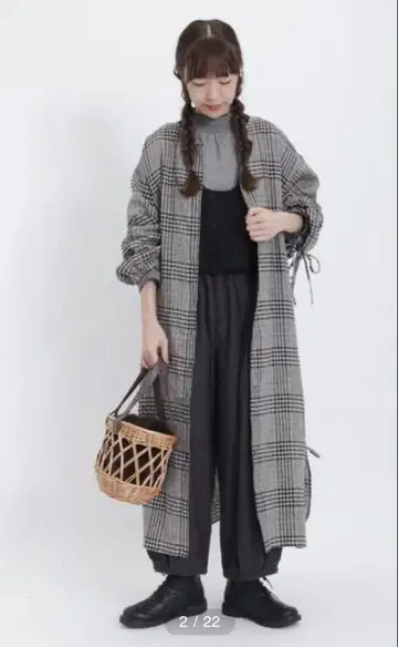 Samansa Mos2 사만사 모스모스 앞뒤 착용 슬리브 리본 원피스 체크