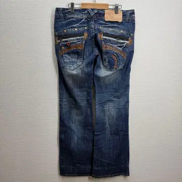 768 RIOBERA 스컬 부츠컷 진 W27 Y2K