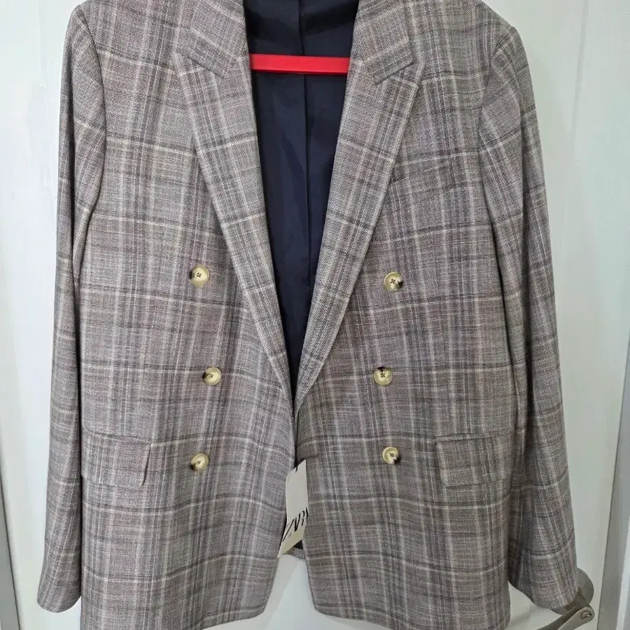 ZARA MAN 체크 더블 자켓 52 남성자켓