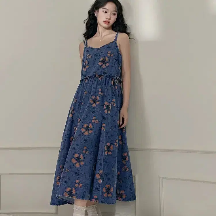 KUOSE  쿠오세해외브랜드 청록색 꽃무늬청원피스