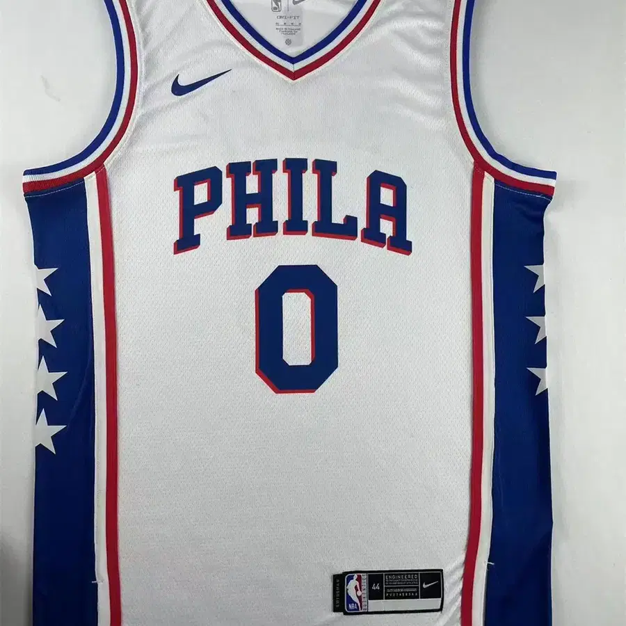 필라델피아 세븐티식서 0번 맥시 NBA 농구복 핫픽스 화이트