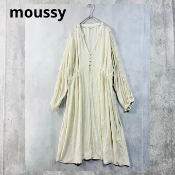 마우지 레이스 양류풍 롱 가운 원피스 베이지 긴팔 봄/여름/가을