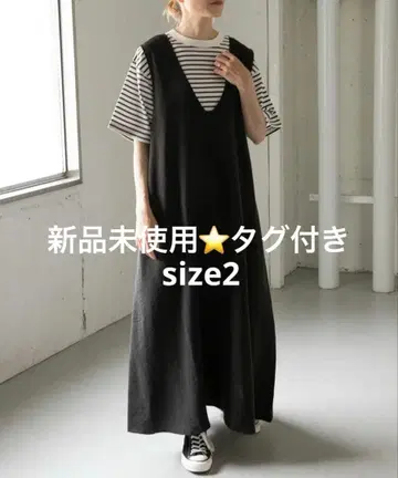 [ 미사용 새상품 ] FORK&SPOON 텐트 라인 원피스 BLA size 2