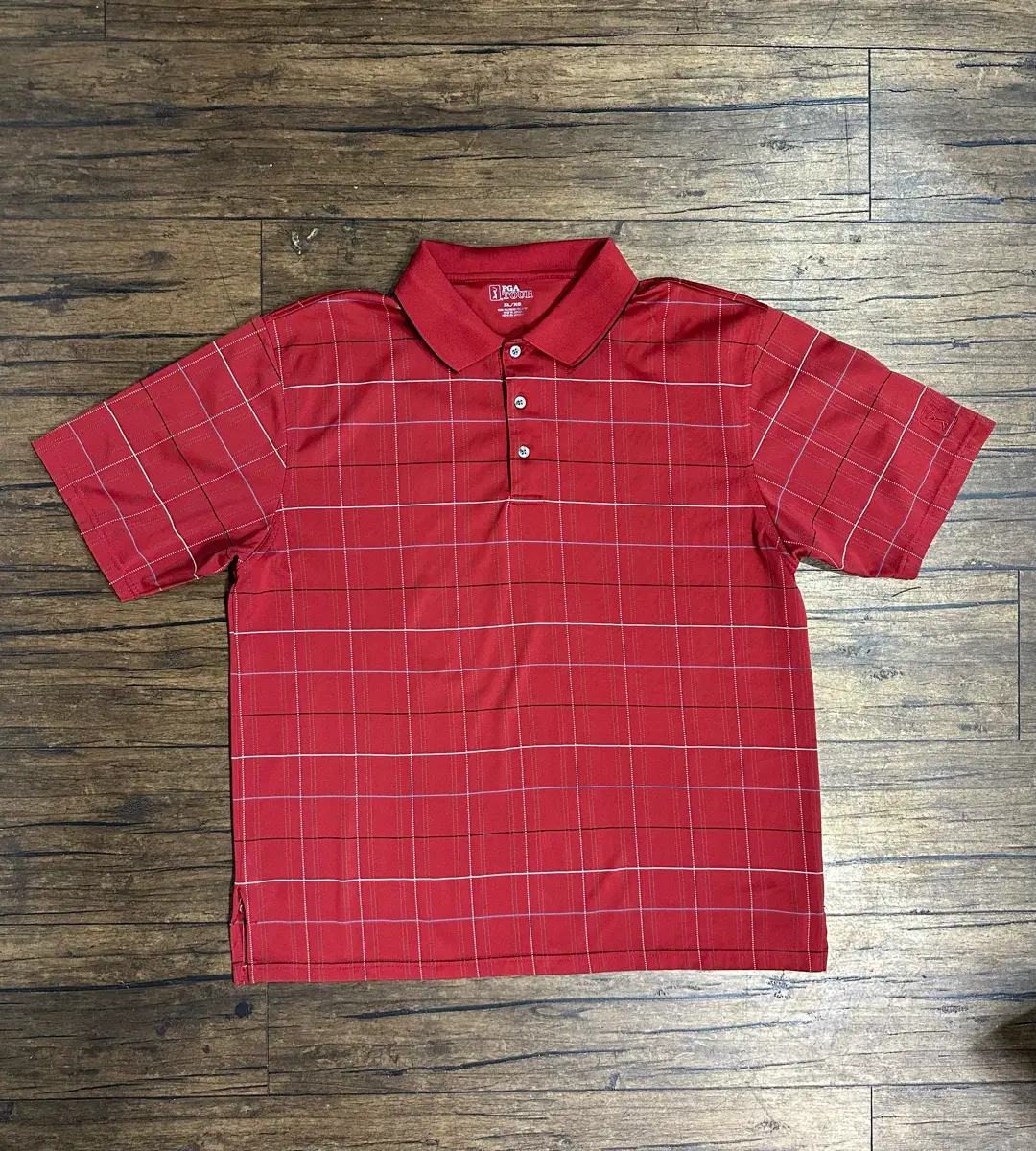 PGA TOUR 기능성 체크 골프 카라티 XL 레드