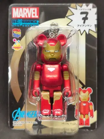 MEDICOMTOY 해피 쿠지 마블/BE@RBRICK 7 아이언맨/해피 쿠지 마블/BE@RBRICK 100%