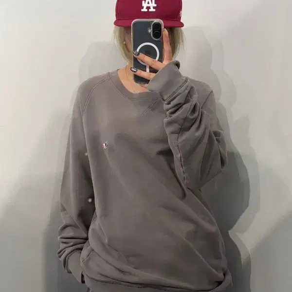 XL 메종키츠네 트리컬러 폭스 패치 스웨트셔츠 차콜