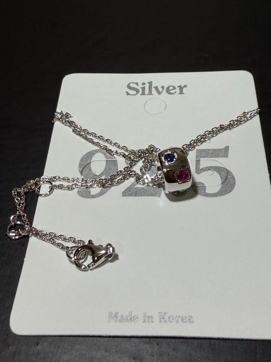 925 silver 멀티큐빅 원통펜턴트 목걸이 44cm