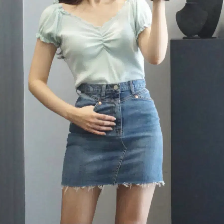 [루미에르] 데님 미니 스커트