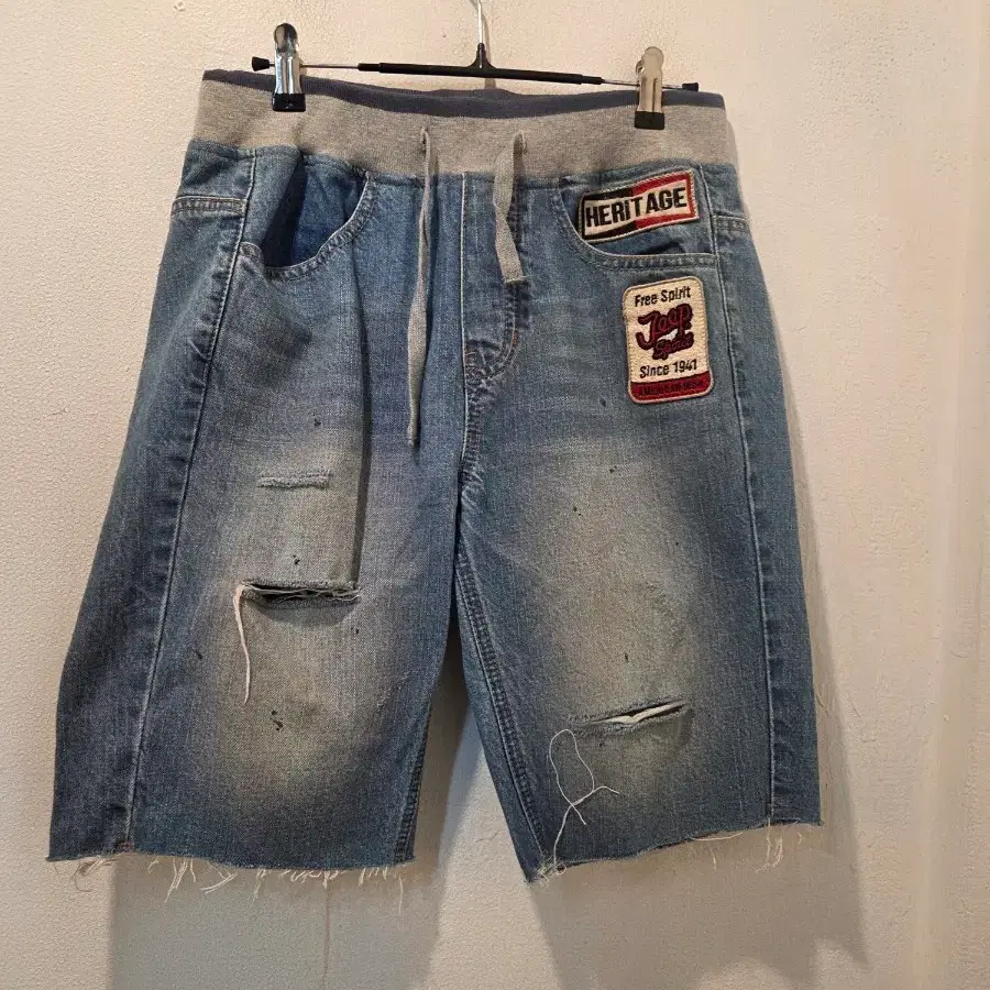 데님 반바지 찢청 밴딩 캐주얼 가59