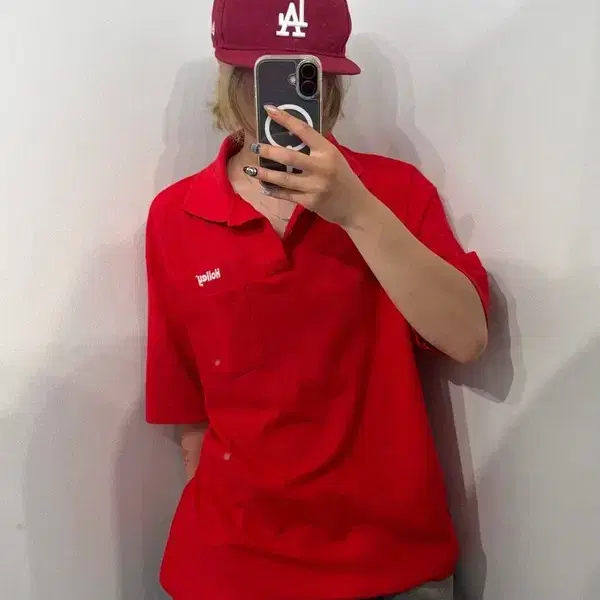 XL 90s 아메리칸 빈티지 Swingster 폴로 셔츠 레드