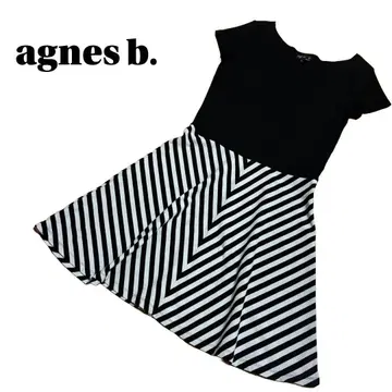 agnes b. PARIS 아그네스베 반팔 원피스 스트라이프 플레어
