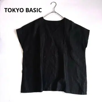 [ 새상품급 ] TOKYO BASIC 린넨 100% 린넨 V넥 블라우스 블랙 F
