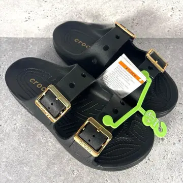 미사용 CROCS 메탈릭 버클 토요일 샌들 [ 25 ] 블랙