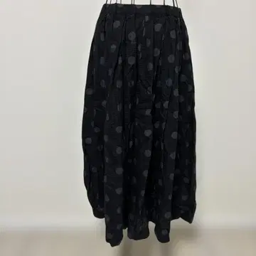 도트 무늬 플레어 롱 스커트 블랙 앞뒤 2way