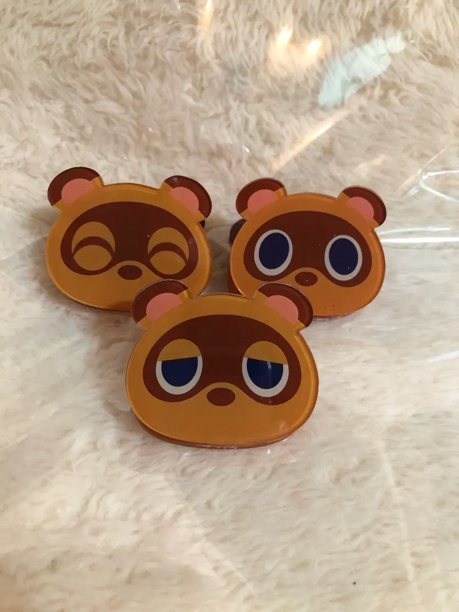 모동숲 아크릴 집게 너굴콩돌밤돌 3세트