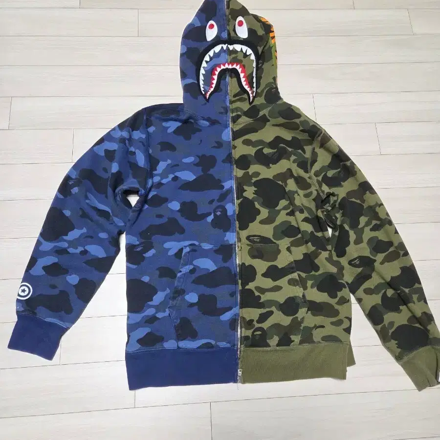 BAPE 샤크 후드집업 스플릿 카모 XL 정품
