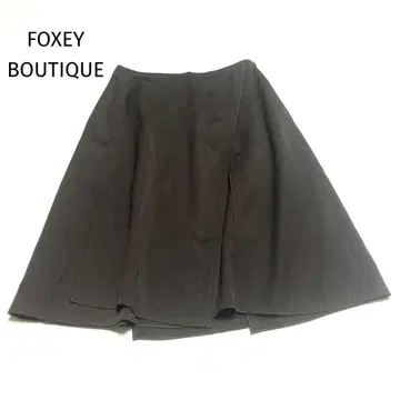 FOXEY BOUTIQUE 폭시 랩 플레어 스커트 무릎 기장 브라운 38