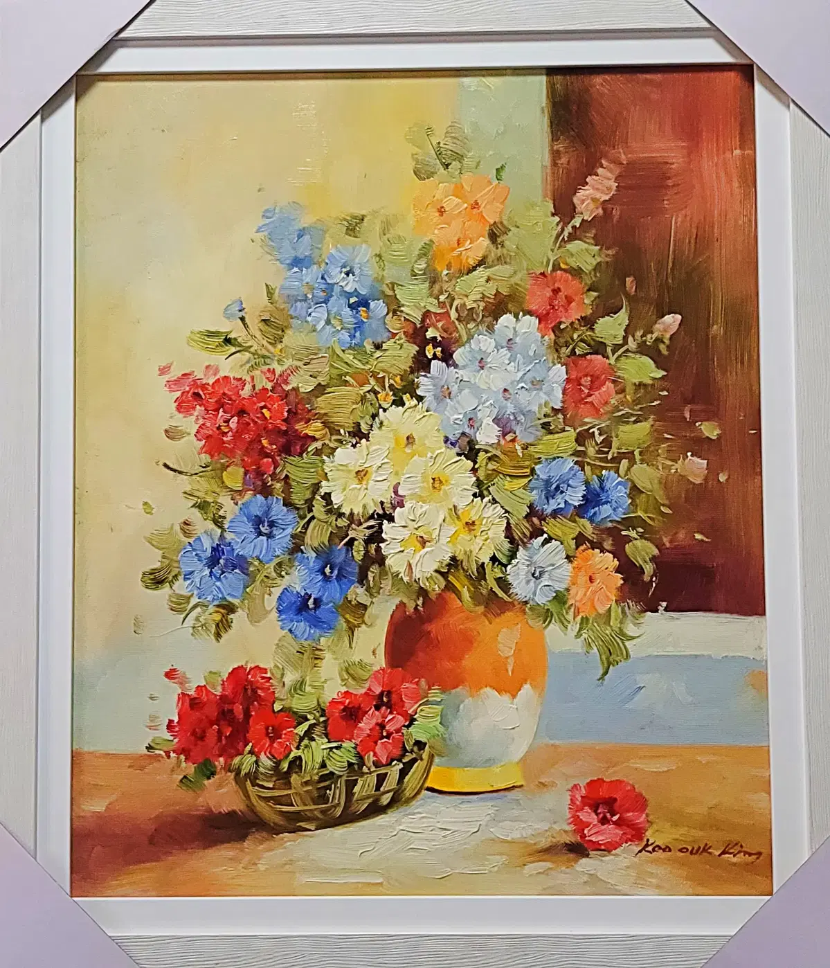 서양화 화가 그림. 인테리어 서양화. 꽃그림 액자. 60 X 70