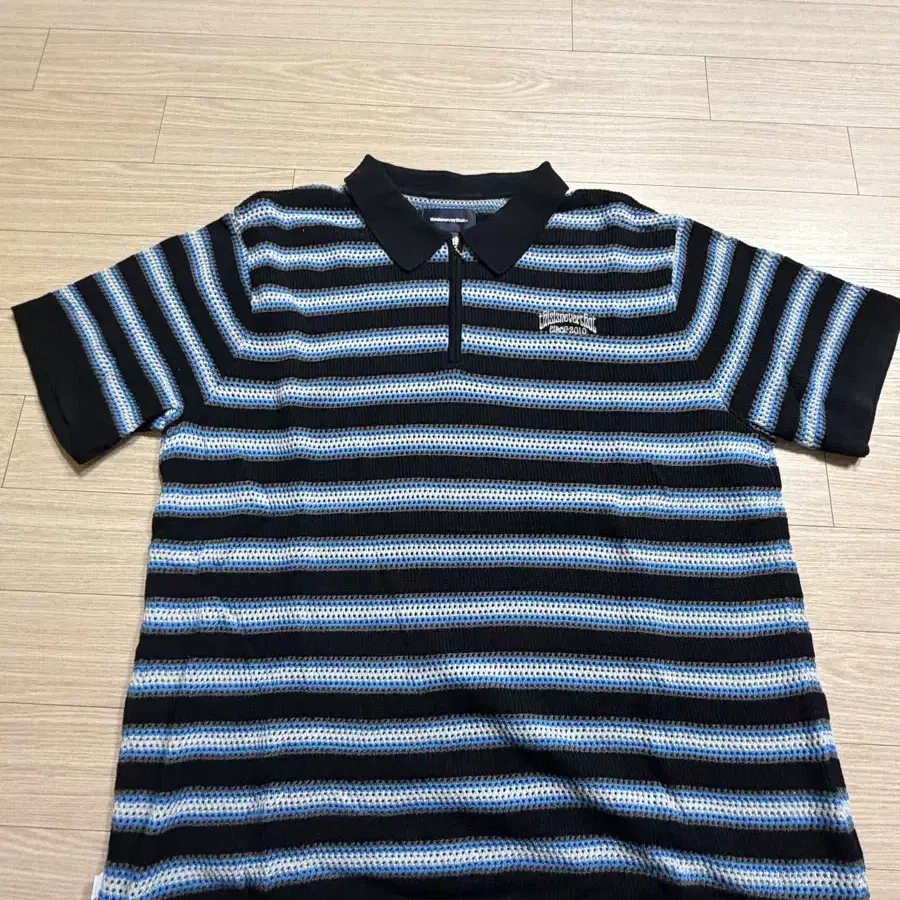 디스이즈네버댓 스트라이프 카라 Stripe S/S Knit Polo Black