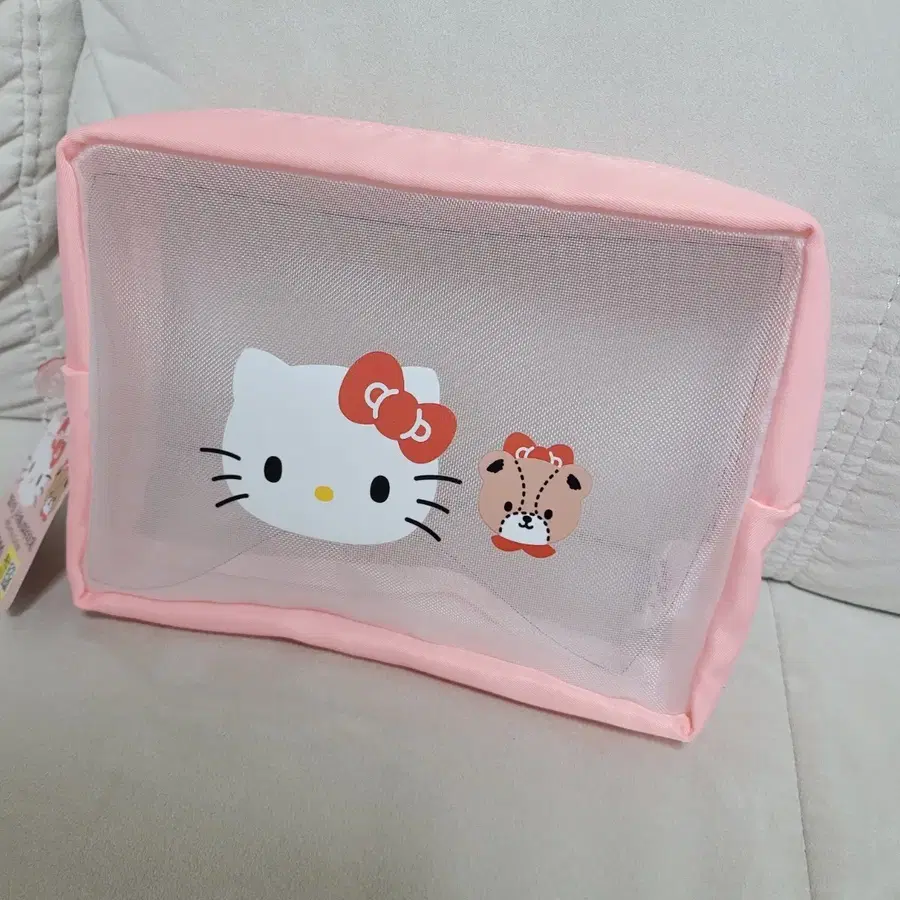 다이소 헬로키티 메쉬 파우치 대형