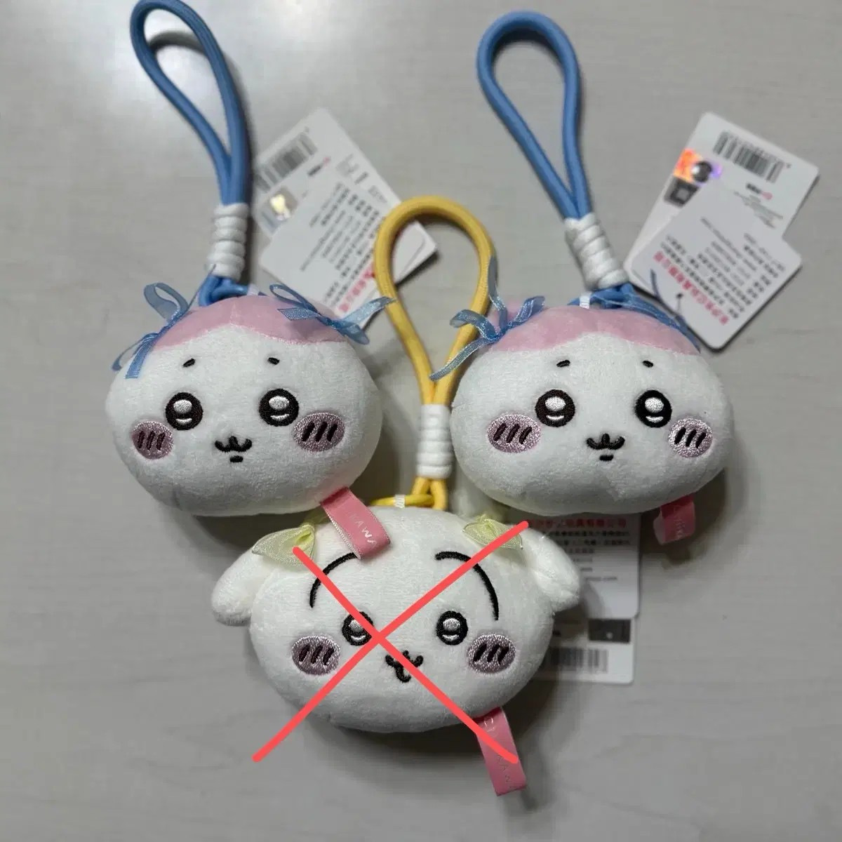 먼작귀 정품 페이스 리본 인형 키링 2종