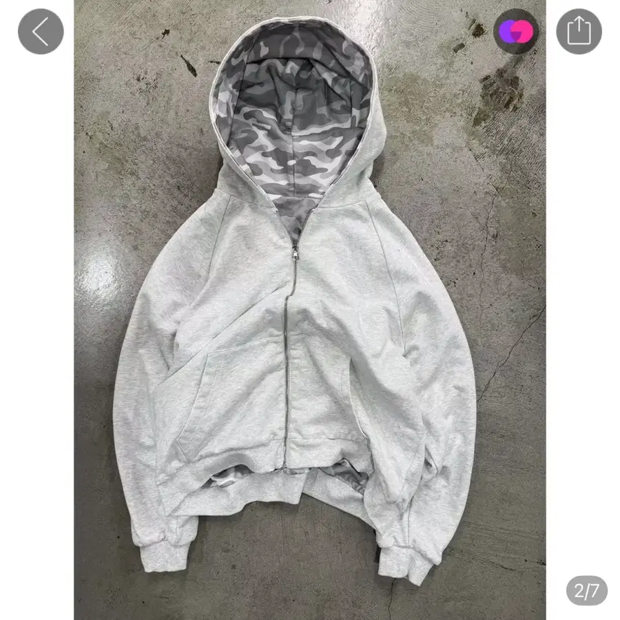 후드 집업 카모 패턴 리버서블